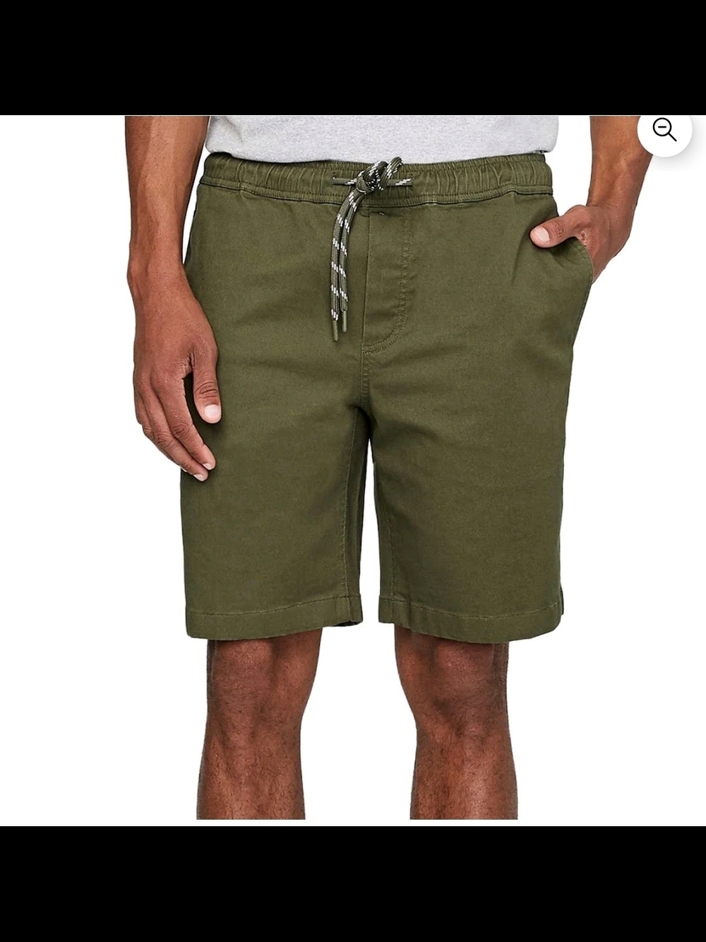 Buffalo David Bitton Olive Green Drawstring Twill Shorts Size Large